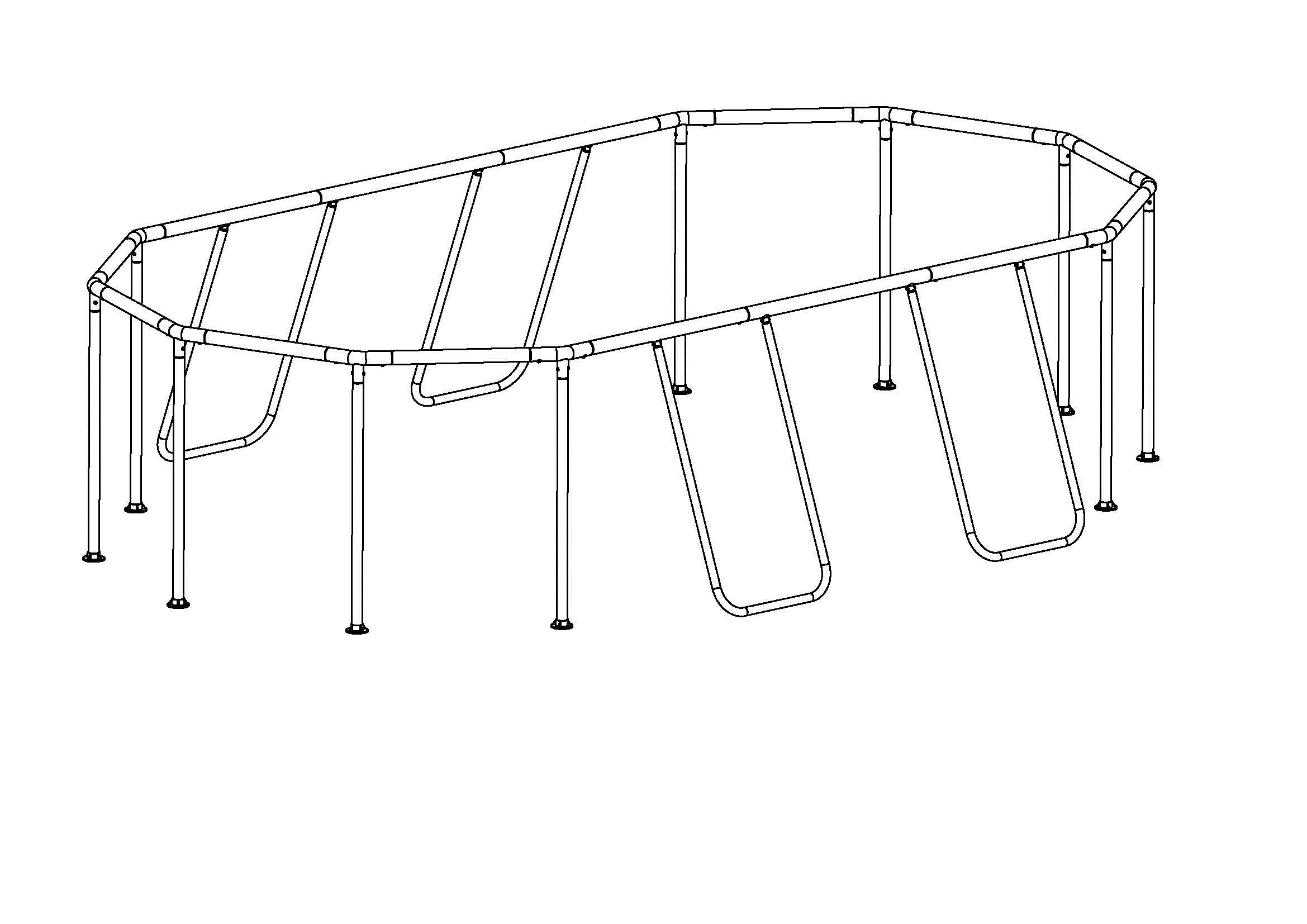 Steel Pro MAX and Power Steel 16' x 10' x 42" Oval Above Ground Pool Frame Set Replacement, Silver