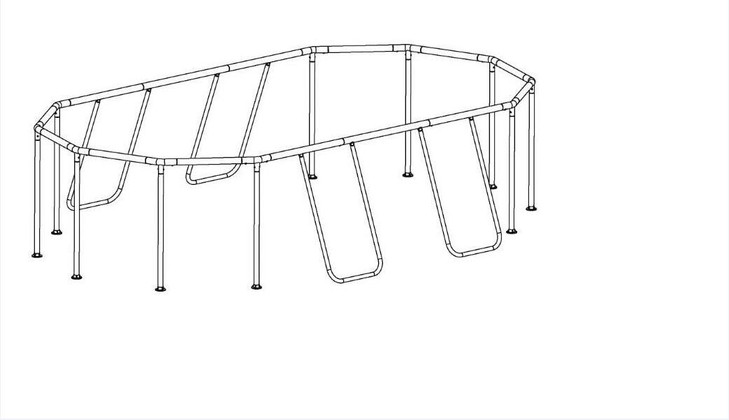 Steel Pro MAX & Power Steel 14' x 8'2" x 39.5" Above Ground Round Oval Frame Set Replacement, Gray