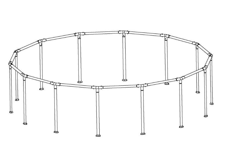 Steel Pro MAX 15' x 42" & 15' x 48" Above Ground Round Pool Frame Set Replacement, Gray (Footings and T-Connectors)