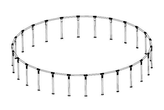 Ensemble de remplacement de cadre pour piscine ronde hors sol Power Steel 26 pi x 52 po, gris clair (pieds et raccords en T)
