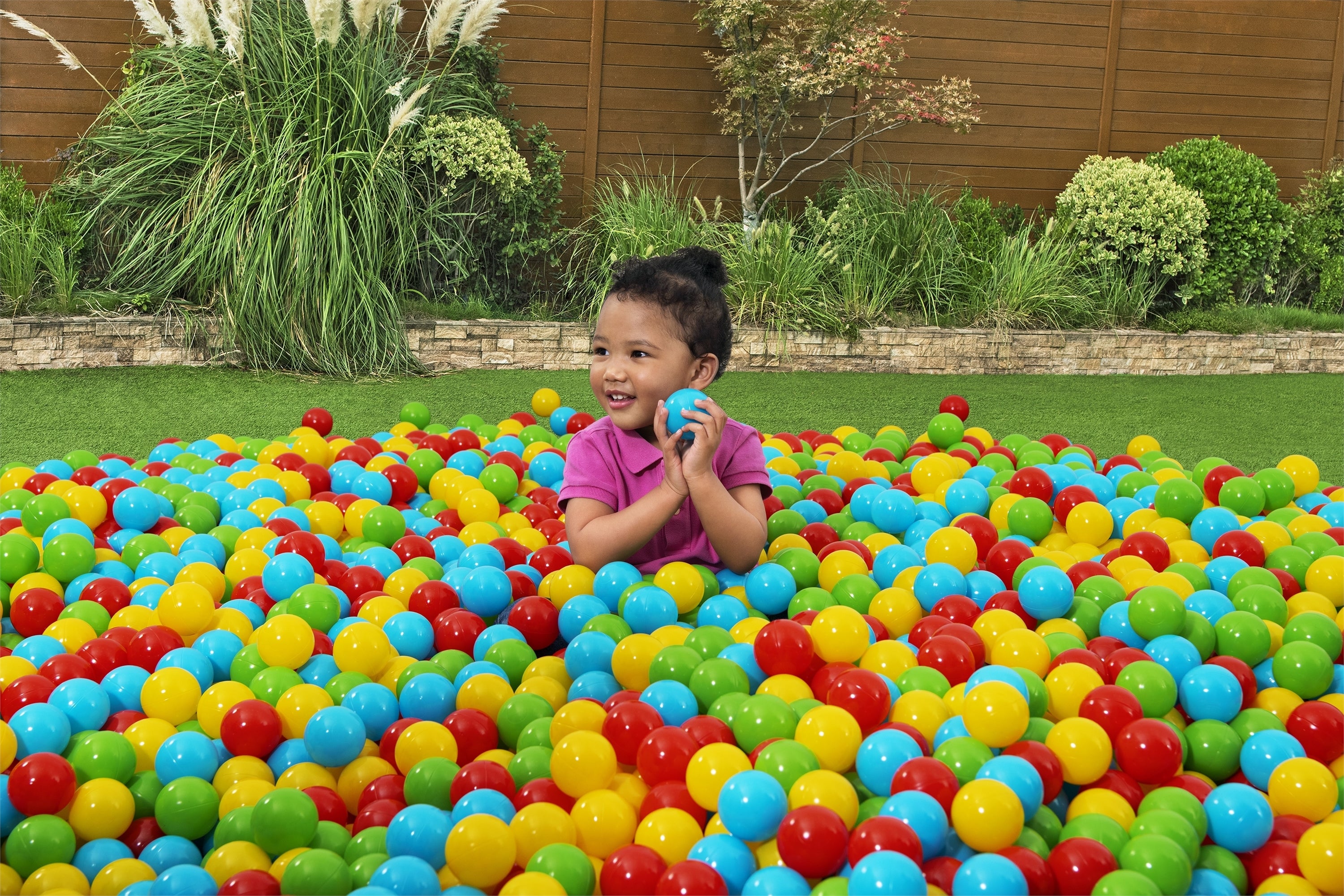 Bestway Splash & Play 250 Ball Pit Balls, Multi-Color, 2.3" Balls, Ages 1+ | Heavy-Duty Plastic Play Balls, Use With or Without Water, Puncture-Resistant Material, Motor Skill Development, Airtight Seam