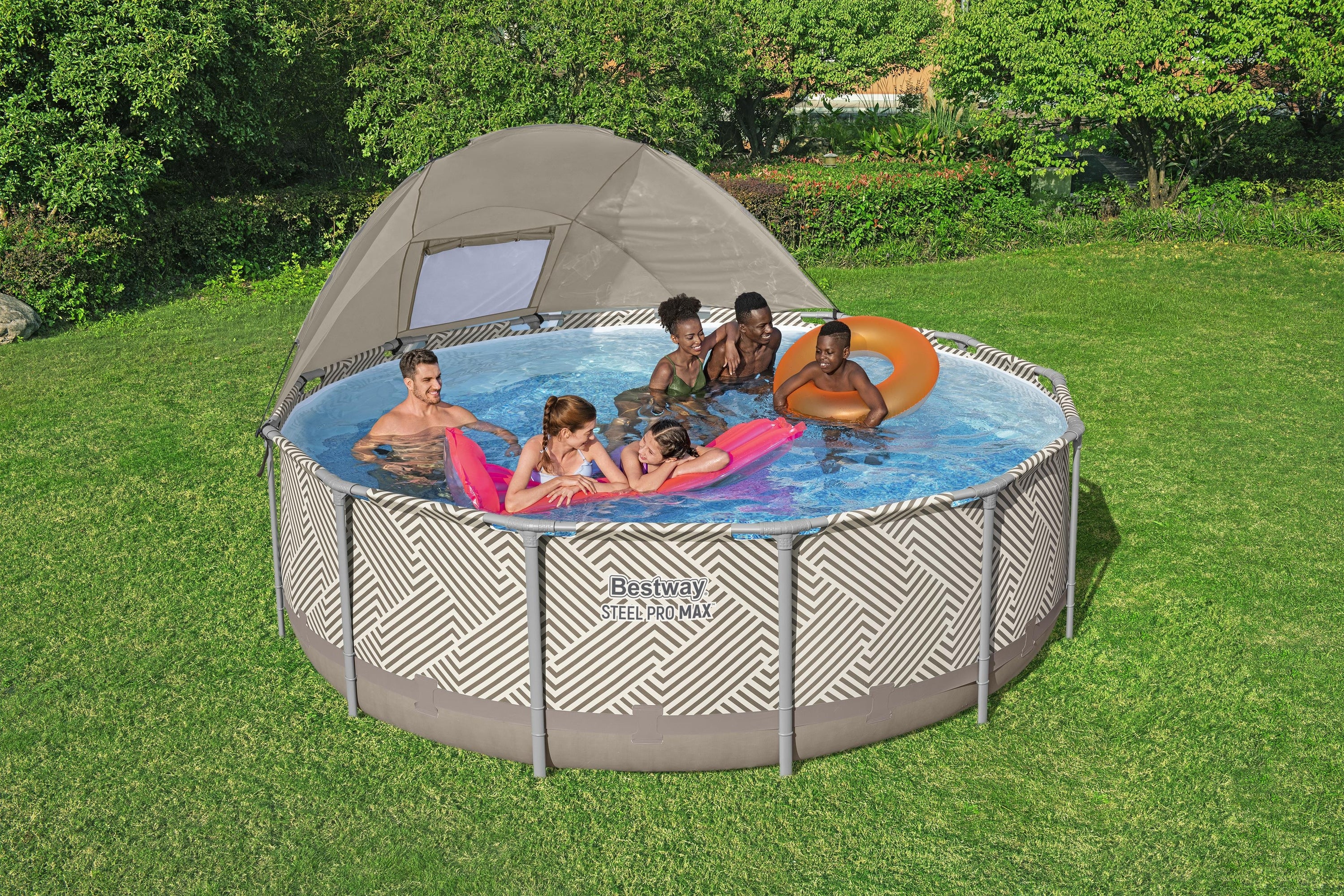 Piscina Elevada Redonda Bestway Steel Pro MAX De 13' x 42" Con Toldo