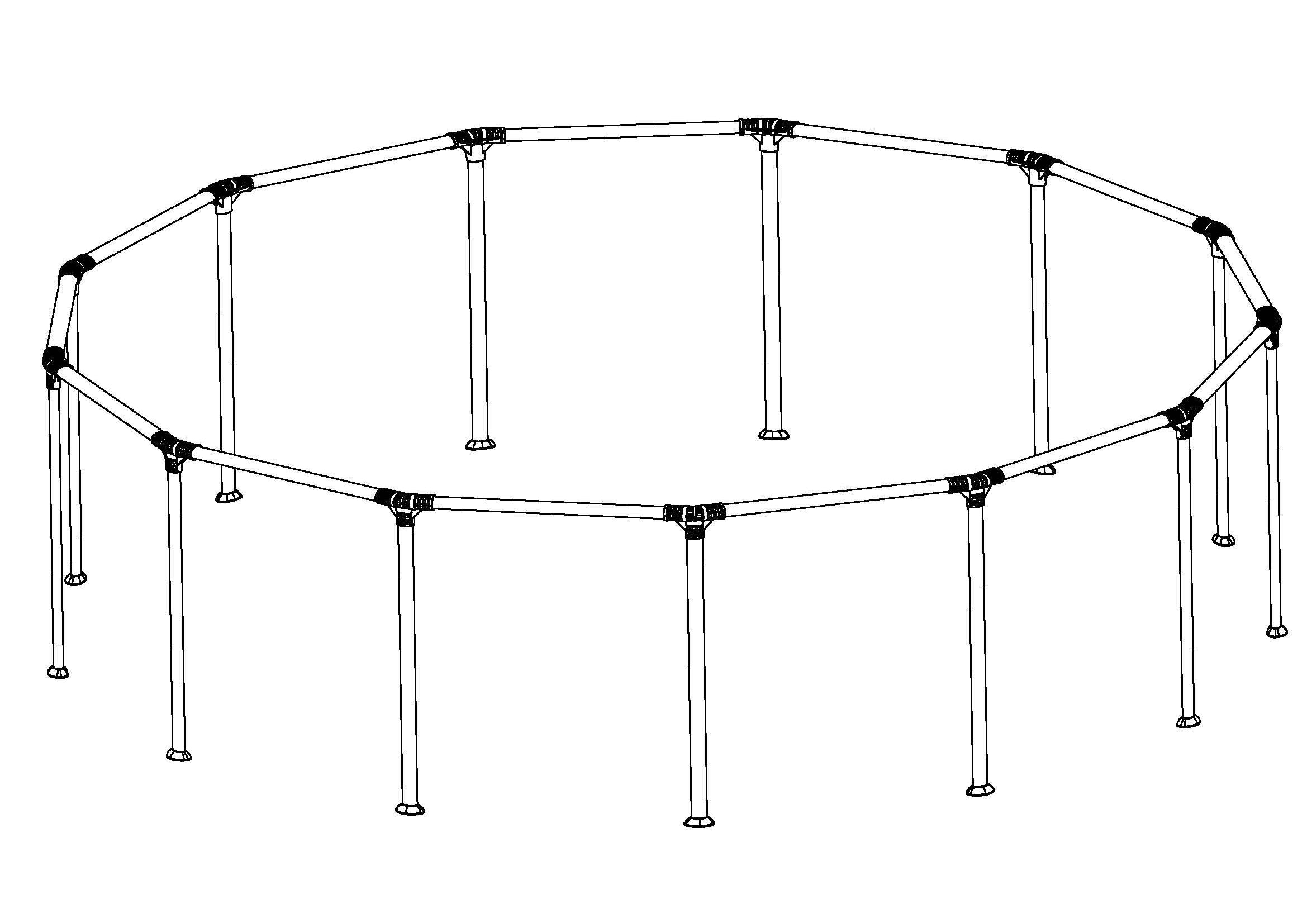 Power Steel & Steel Pro MAX 13' x 42" Above Ground Round Pool Frame Set Replacement, Gray (Footings and T-Connectors)