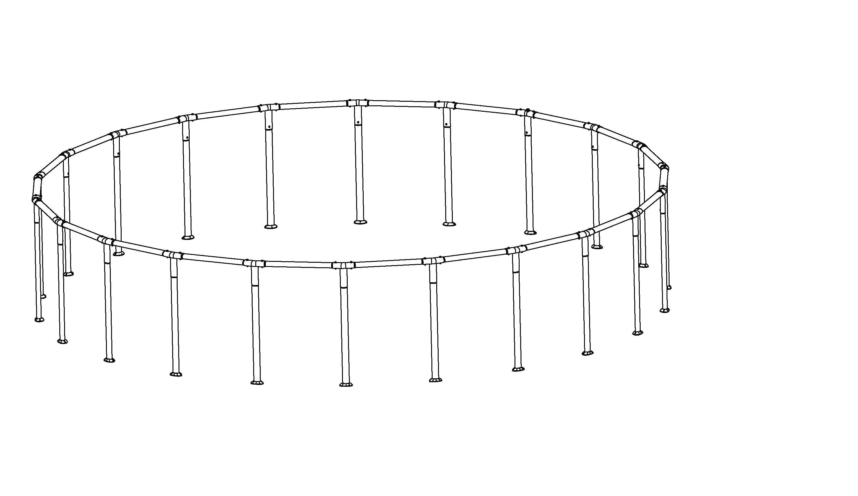 Coleman Power Steel 22' x 52" Above Ground Round Pool Frame Set Replacement, Brown (Footings and T-Connectors)