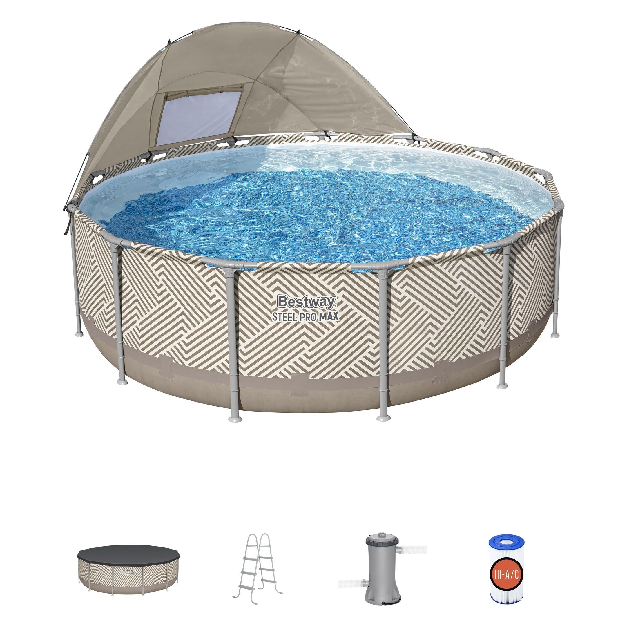 Piscina Elevada Redonda Bestway Steel Pro MAX De 13' x 42" Con Toldo