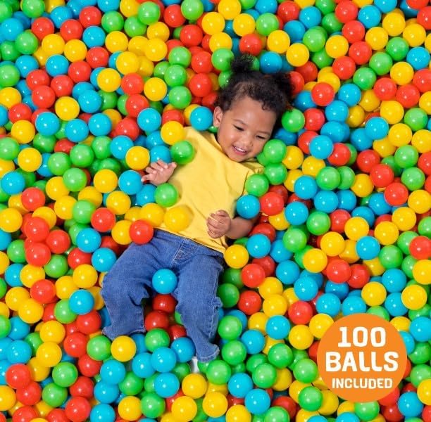 Bestway Splash & Play 100 Ball Pit Balls, Multi-Color, 2.3" Balls, Ages 1+ | Heavy-Duty Plastic Play Balls, Use With or Without Water, Puncture-Resistant Material, Motor Skill Development, Airtight Seam