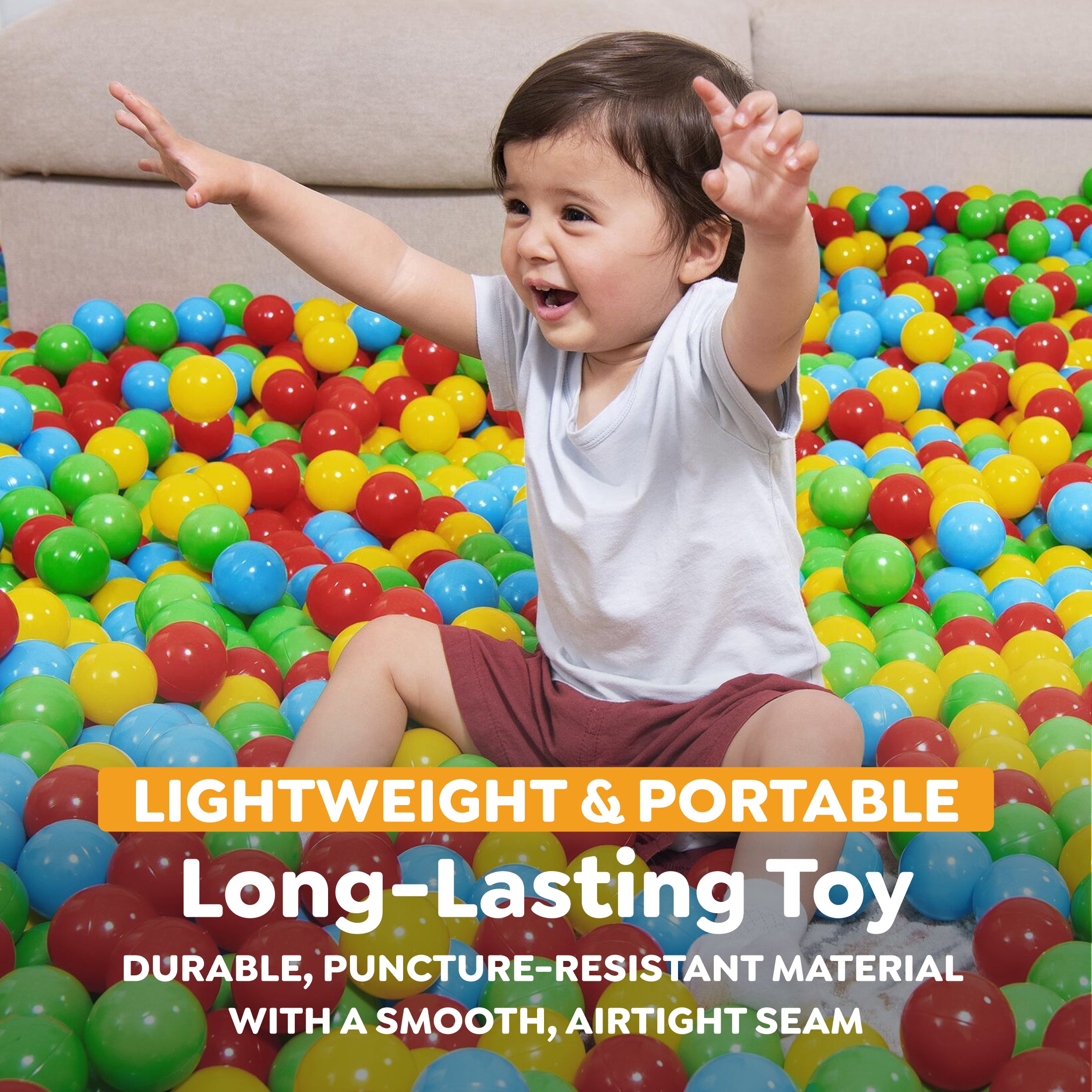 Bestway Splash & Play 250 Ball Pit Balls, Multi-Color, 2.3" Balls, Ages 1+ | Heavy-Duty Plastic Play Balls, Use With or Without Water, Puncture-Resistant Material, Motor Skill Development, Airtight Seam