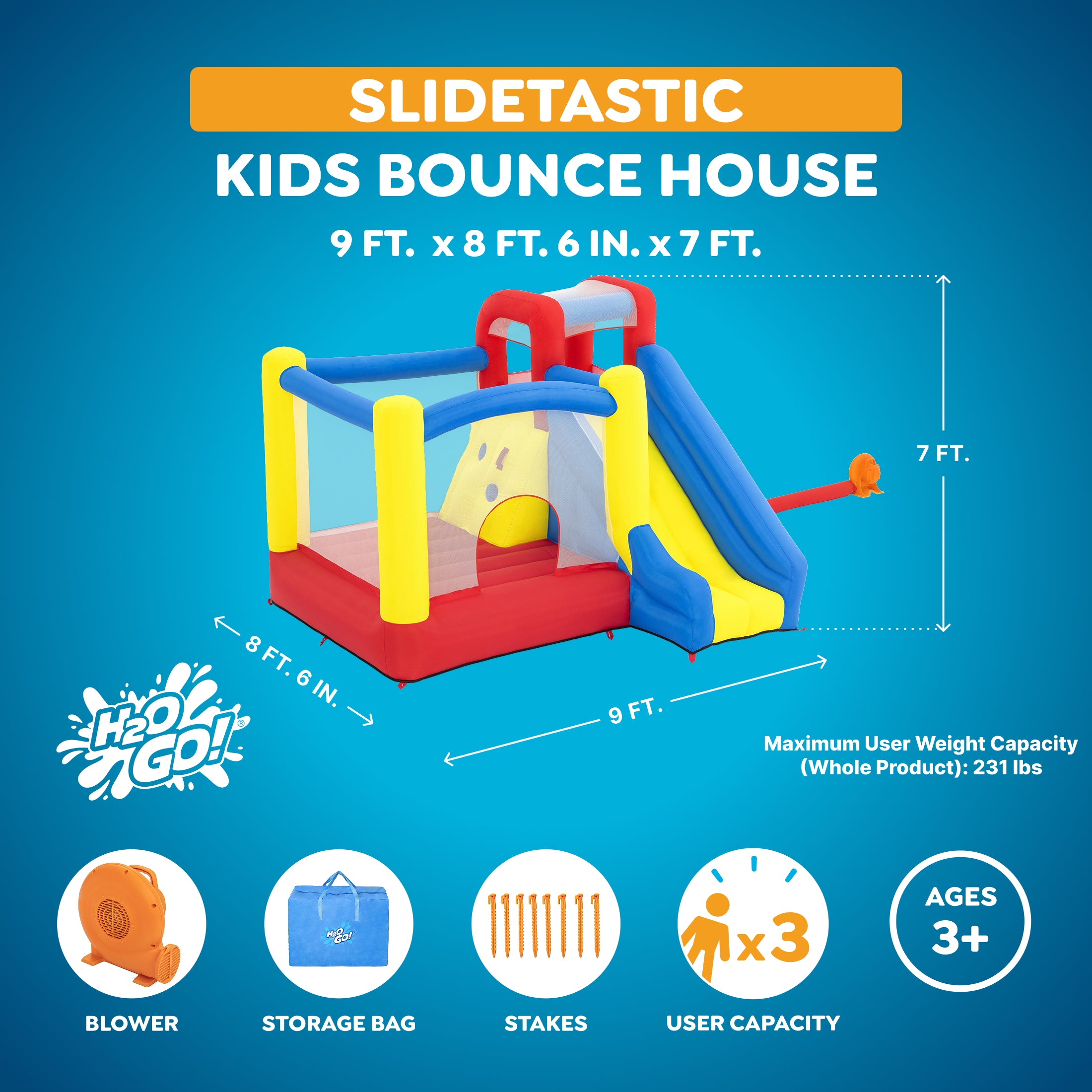 H2OGO! Slidetastic Kids Inflatable Mega Bounce Park
