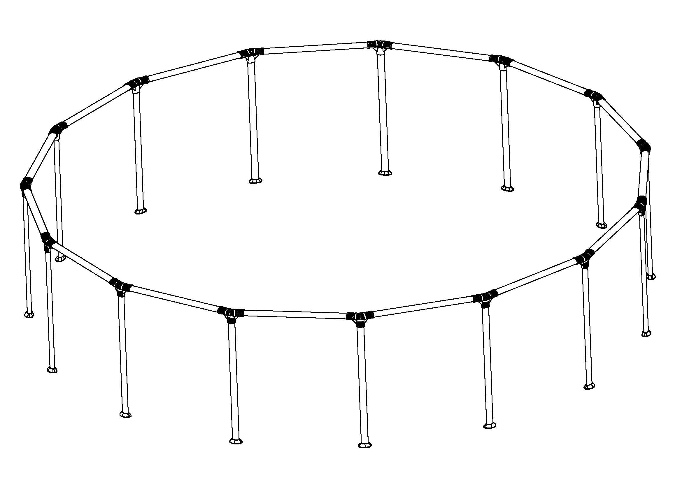 Steel Pro MAX 15' x 42" Above Ground Round Pool Frame Set Replacement, Gray (Top Rails and Vertical Legs)