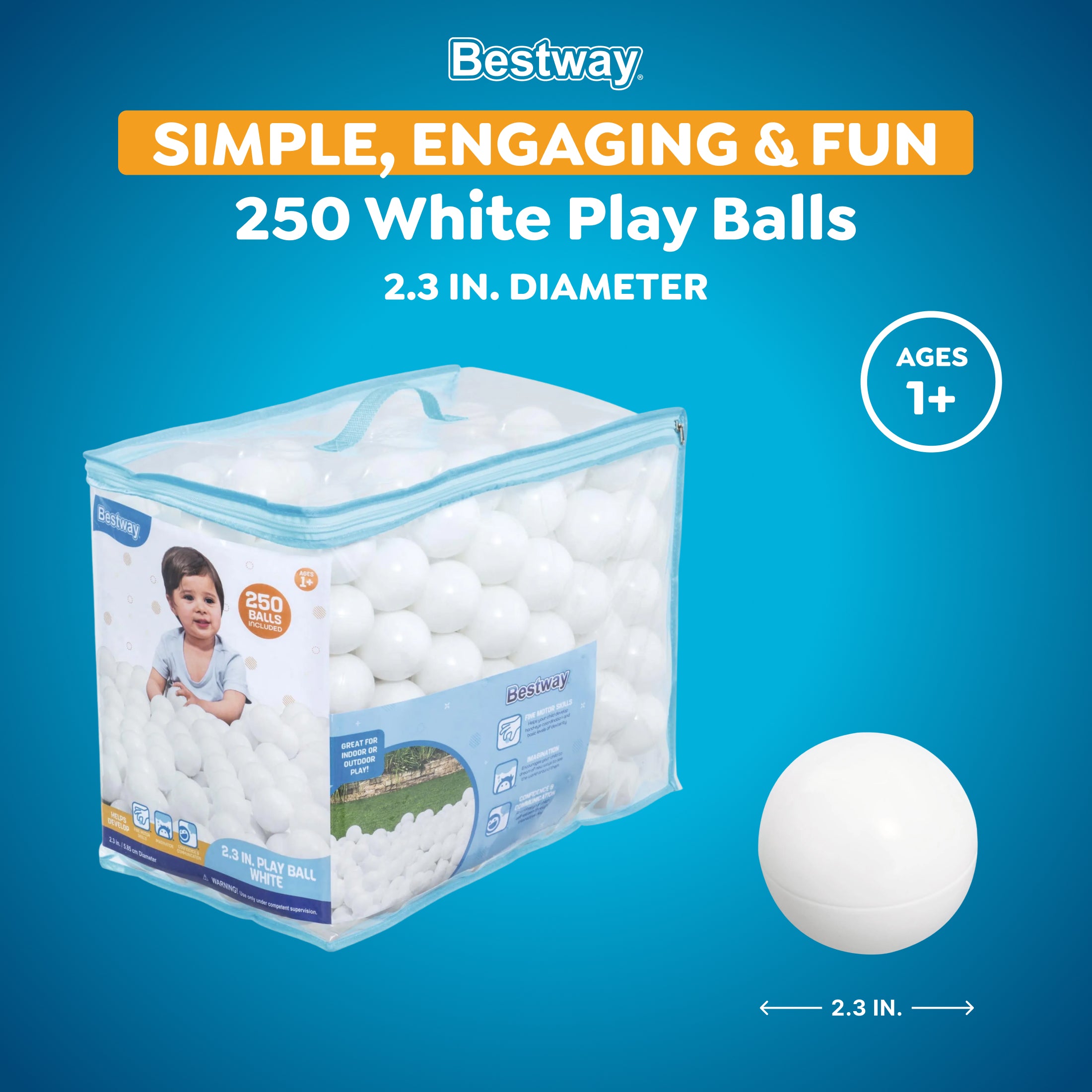 Bestway 250 Play Balls, White