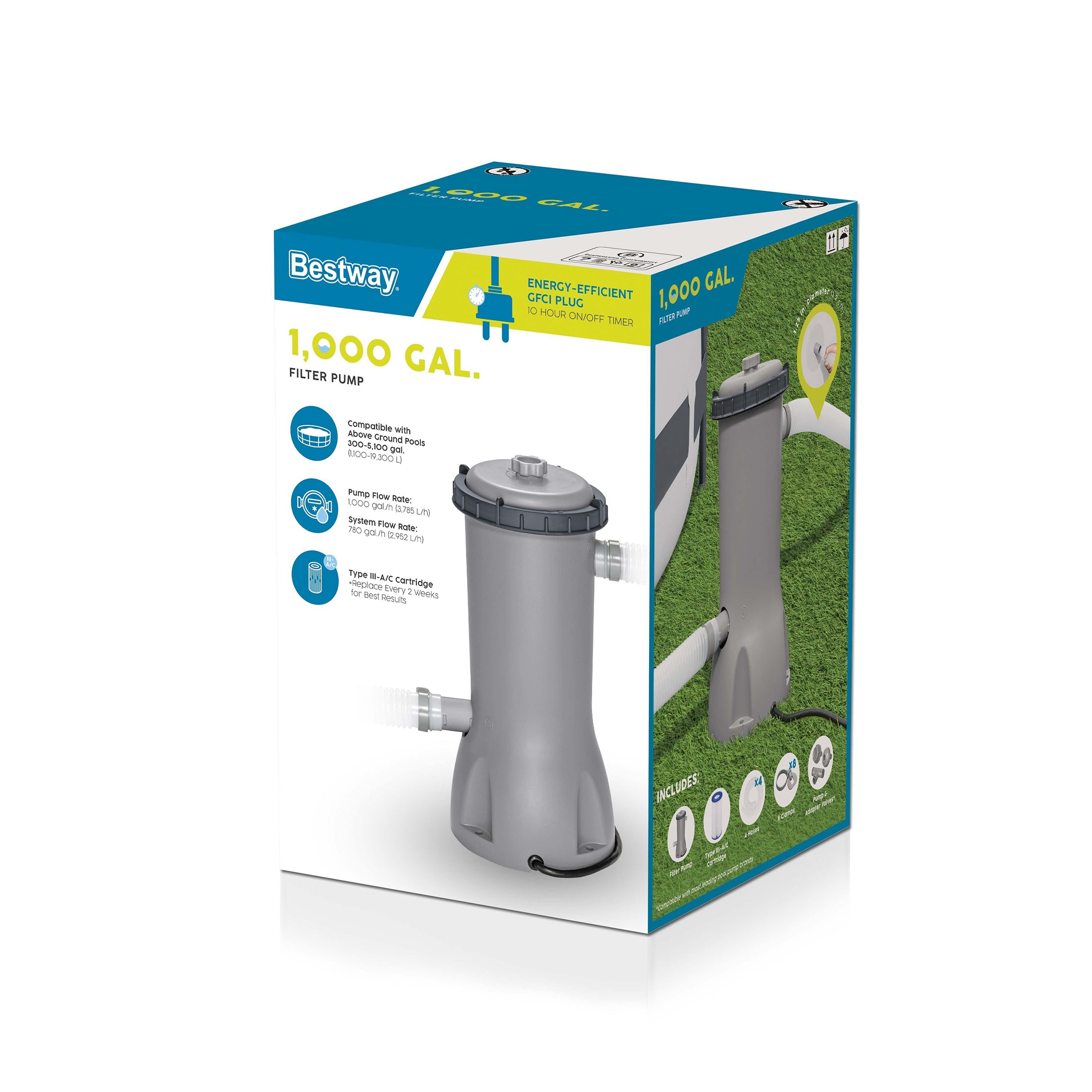 Bomba de filtro Bestway para piscina elevada de 1000 galones