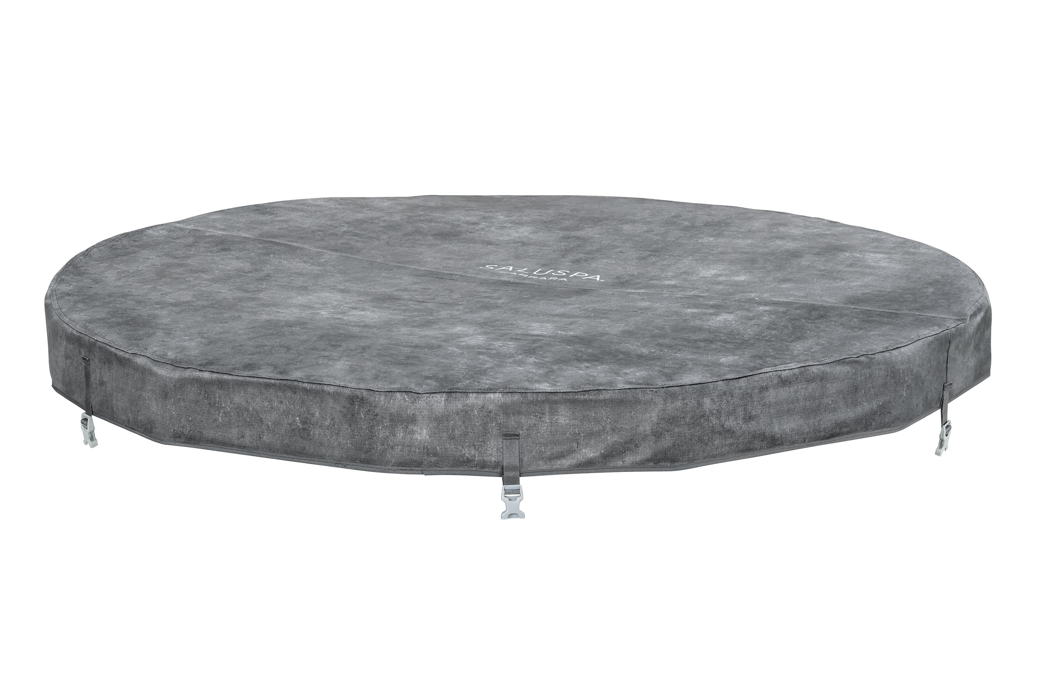 Cubierta de cuero artificial para spa Carrara ThermaCore UltraFit Smart AirJet 6, redonda, color gris piedra, de 67'' x 25,5'' (1,70 mx 65 cm)