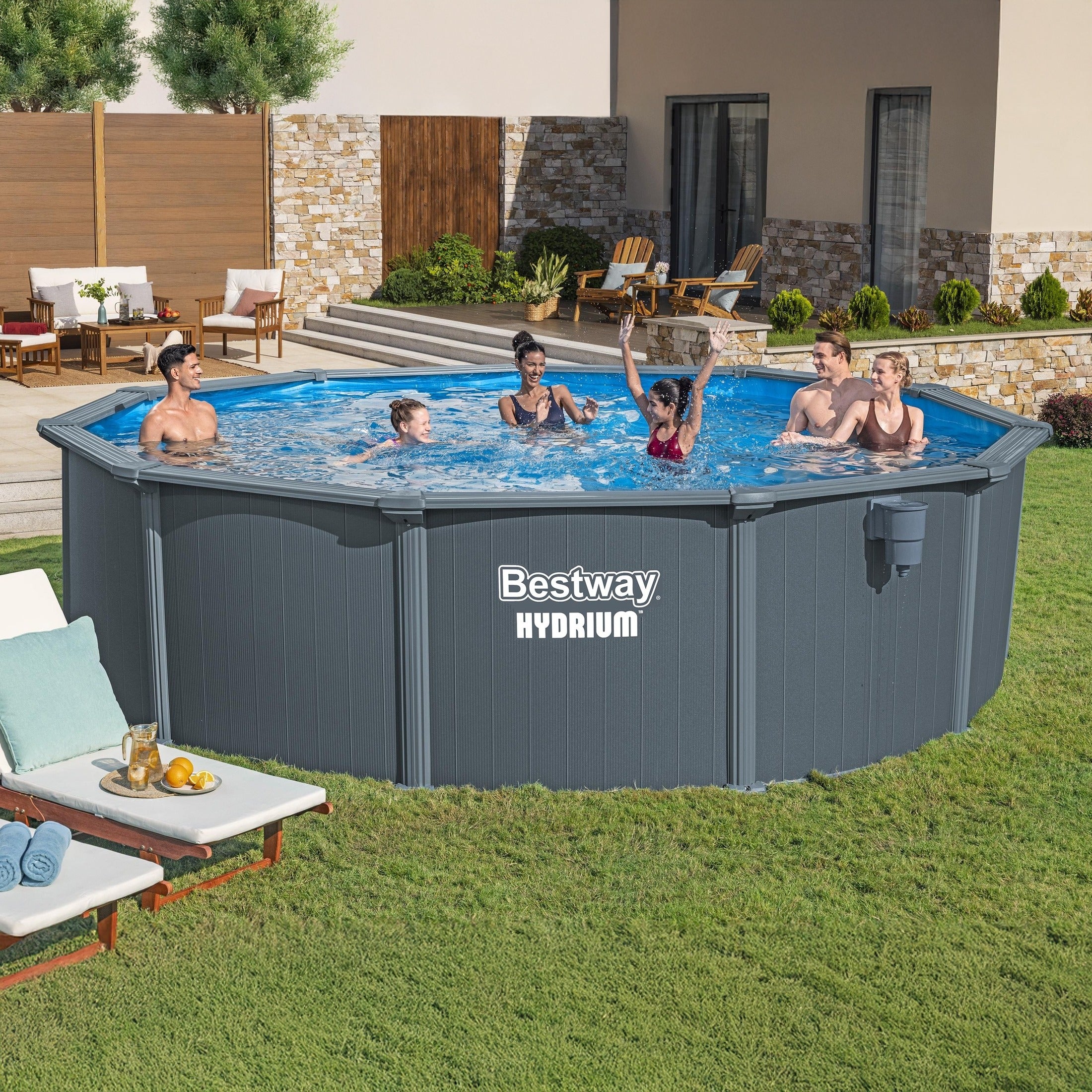 Bestway Hydrium FASTLATCH 16' x 52" Round Steel Wall Above Ground Pool Set