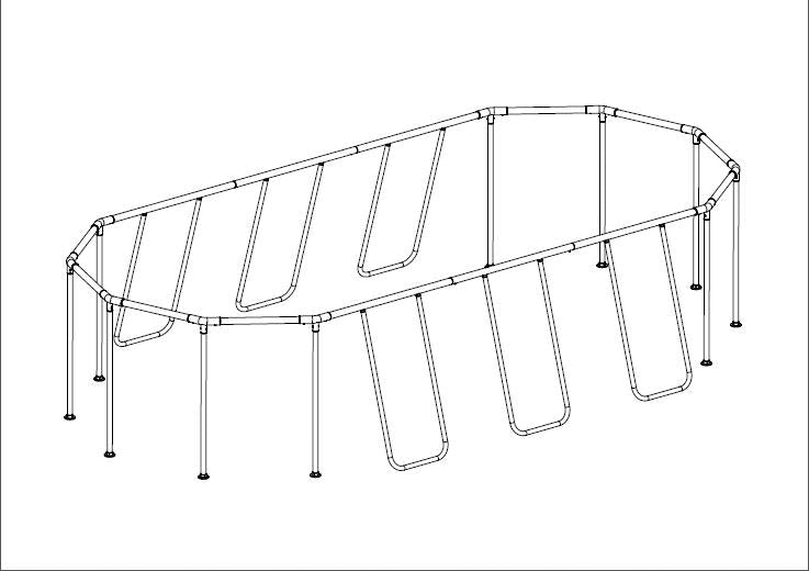 Platinum Series Power Steel 22' x 12' x 48" Oval Above Ground Pool Frame Set Replacement, Silver