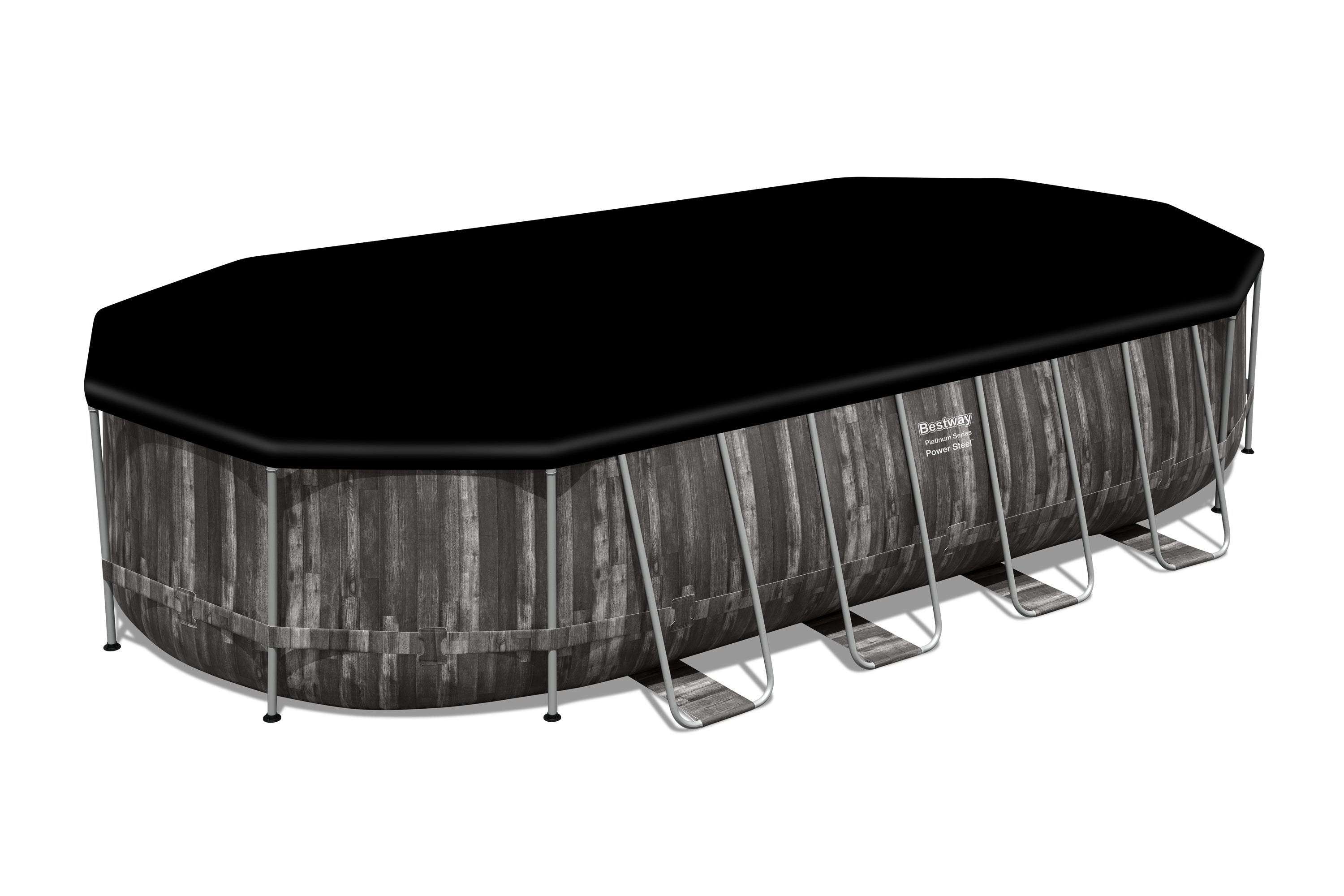 Revêtement de remplacement pour piscine hors sol ovale Power Steel Platinum Series 22 pi x 12 pi x 48 po, gris