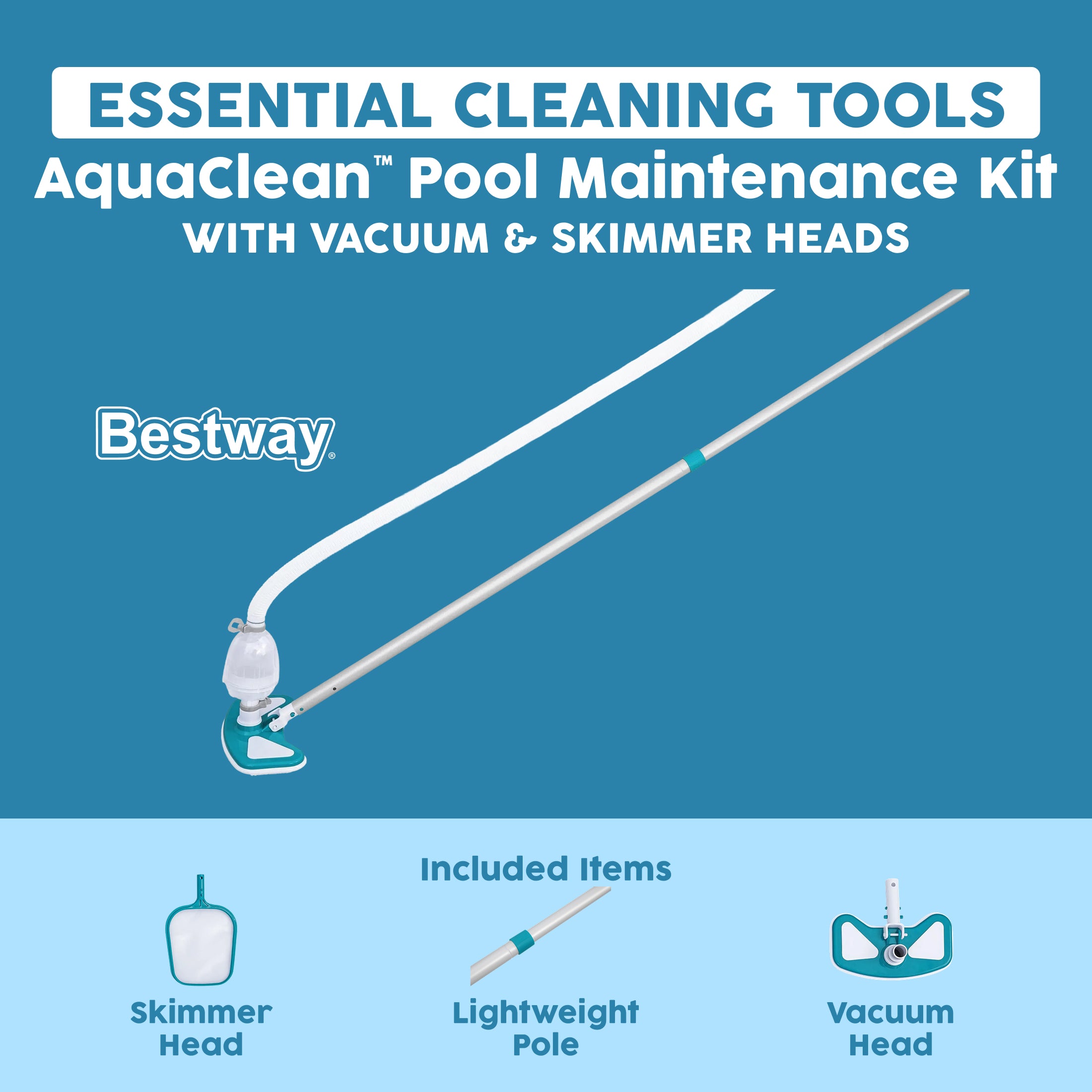 Kit de mantenimiento de piscinas Bestway AquaClean con aspiradora y skimmer